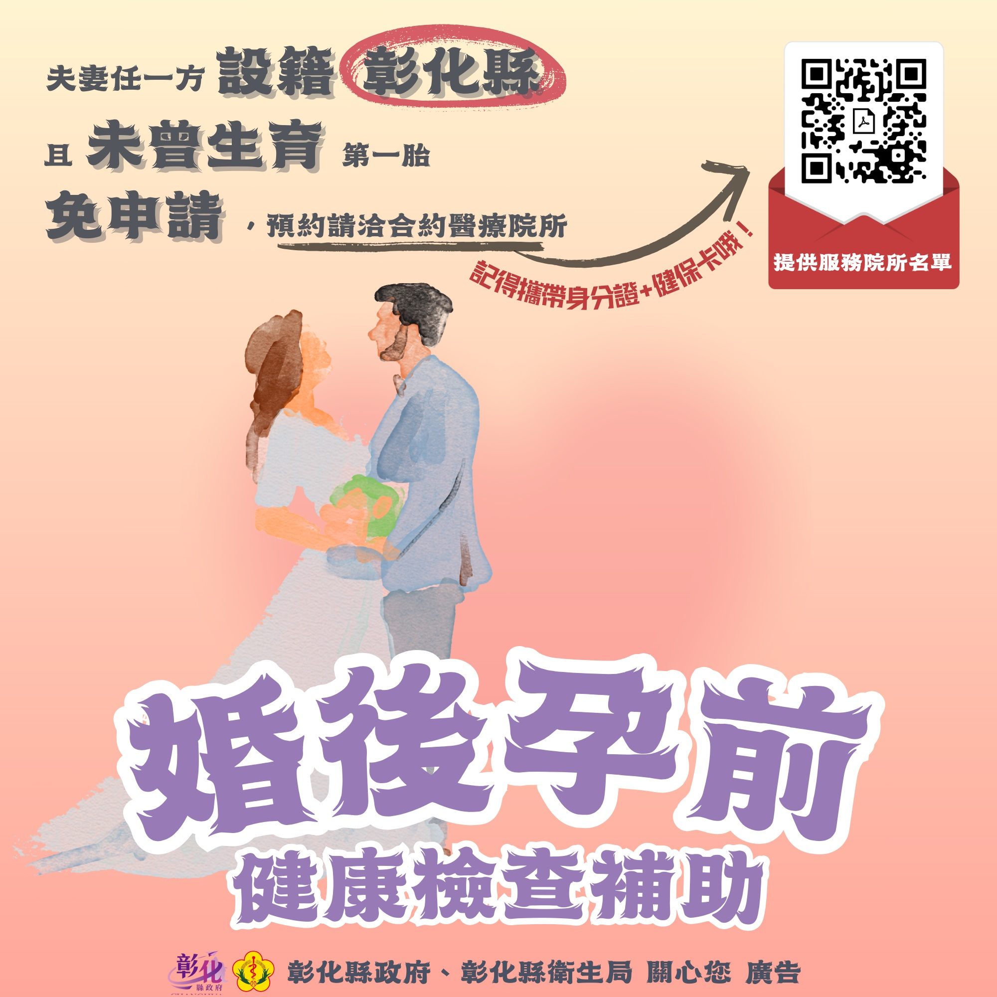 彰化縣婚後孕前健康檢查補助