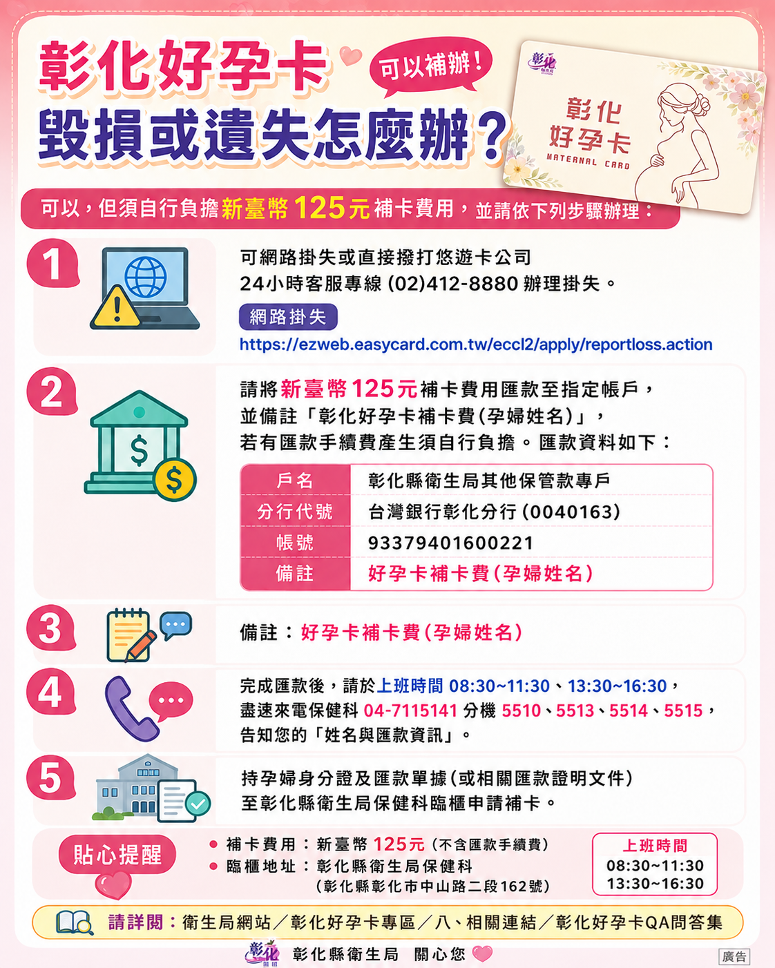 【彰化好孕卡遺失補發流程】宣傳圖片